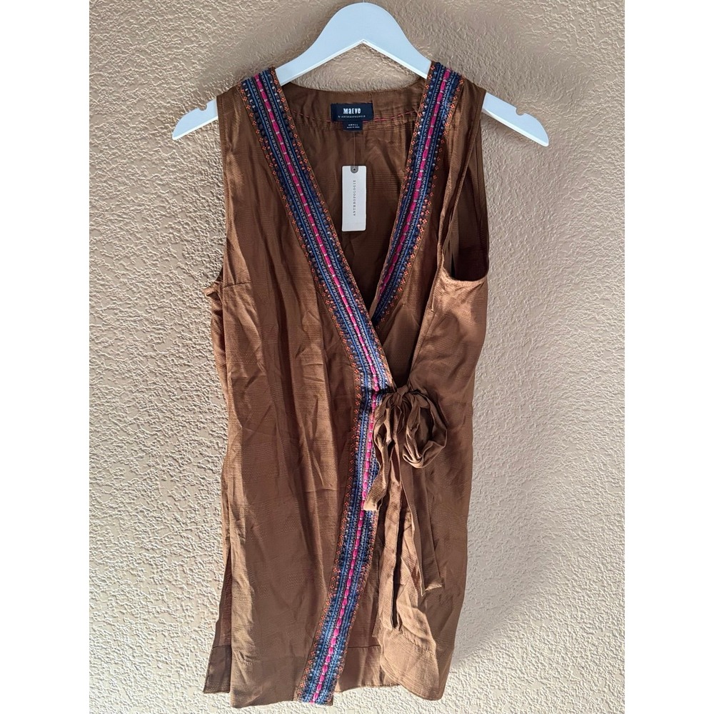 MAEVE by Anthropologie Liviana Wrap Tunic bohemian embroidered V-neck - Picture 4 of 8